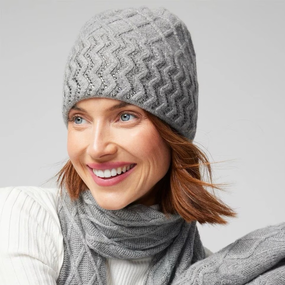 WHBM GRAY RHINESTONE PATTERNED HAT
